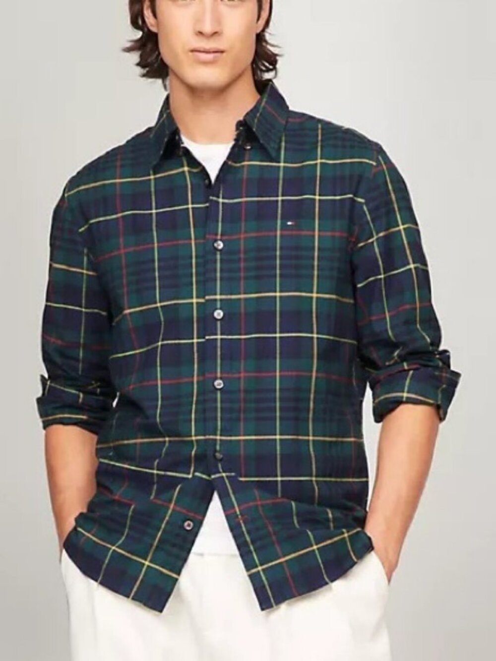 Tommy Hilfiger Regular Fit Plaid Oxford Shirt SZ XL